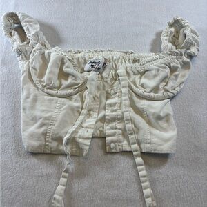 Princess Polly Cream Ruched Top